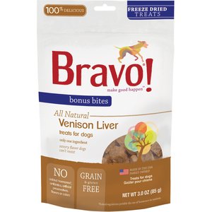 Bravo! Bonus Bites Venison Liver Freeze-Dried Dog Treats, 3-oz bag