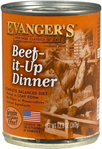 Evanger's Classic Recipes Beef it Up Dinner Grain-Free Canned Cat Food, 12.6-oz, case of 12 slide 1 of 2