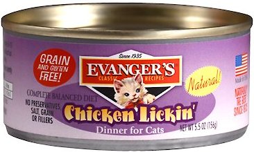Evanger's Classic Recipes Chicken Lickin' Dinner Grain-Free Canned Cat Food, 5.5-oz, case of 24 slide 1 of 4