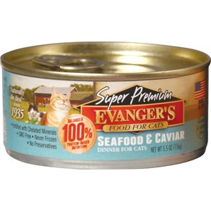 Evanger's Super Premium Seafood & Caviar Dinner Grain-Free Canned Cat Food, 5.5-oz, case of 24