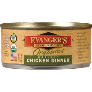 Evanger's Organics Braised Chicken Dinner Canned Cat Food, 5.5-oz, case of 24