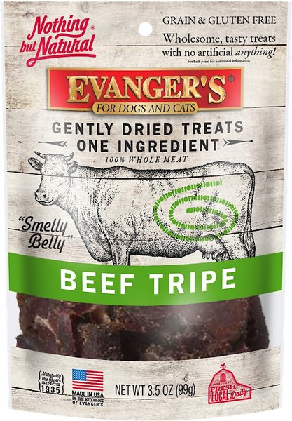 Evanger's Nothing but Natural Beef Tripe Gently Dried Dog & Cat Treats, 3.5-oz bag slide 1 of 5