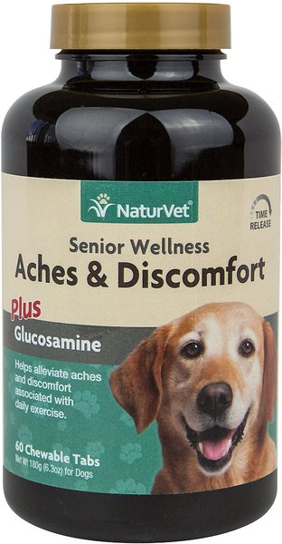 NaturVet Senior Wellness Aches & Discomfort Plus Glucosamine Dog Supplement, 60 count slide 1 of 3
