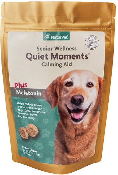 NaturVet Senior Wellness Quiet Moments Calming Aid Chamomile, Passion Flower & L-Tryptphan Plus Melatonin Dog Supplement, 65 count slide 1 of 5