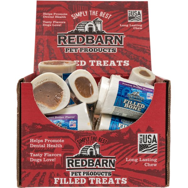 REDBARN Small Peanut Butter Filled Bones Dog Treats, case of 20