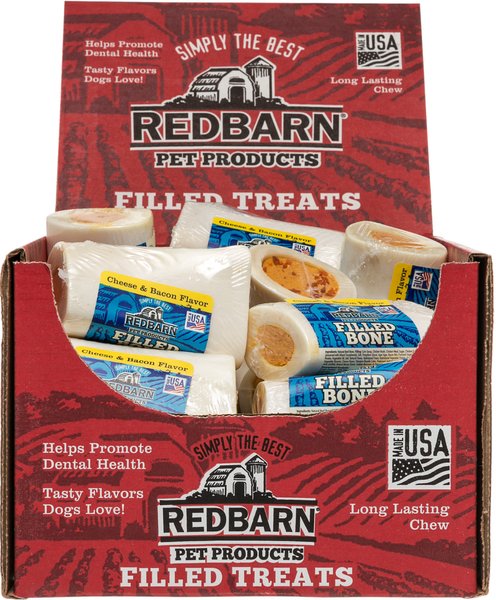 Redbarn Small Cheese n' Bacon Filled Bones Dog Treats, Case of 20 slide 1 of 6