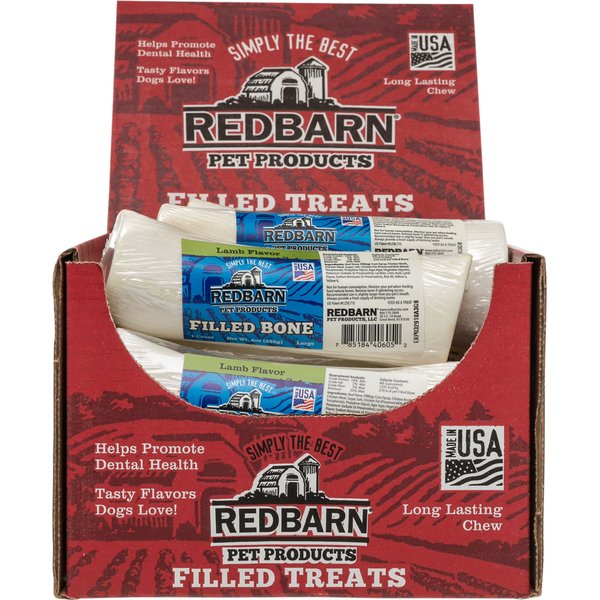 REDBARN Large Peanut Butter Filled Bones Dog Treats, case of 15