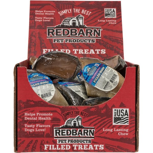 REDBARN Beef Filled Cow Hooves Dog Treats, Case of 25