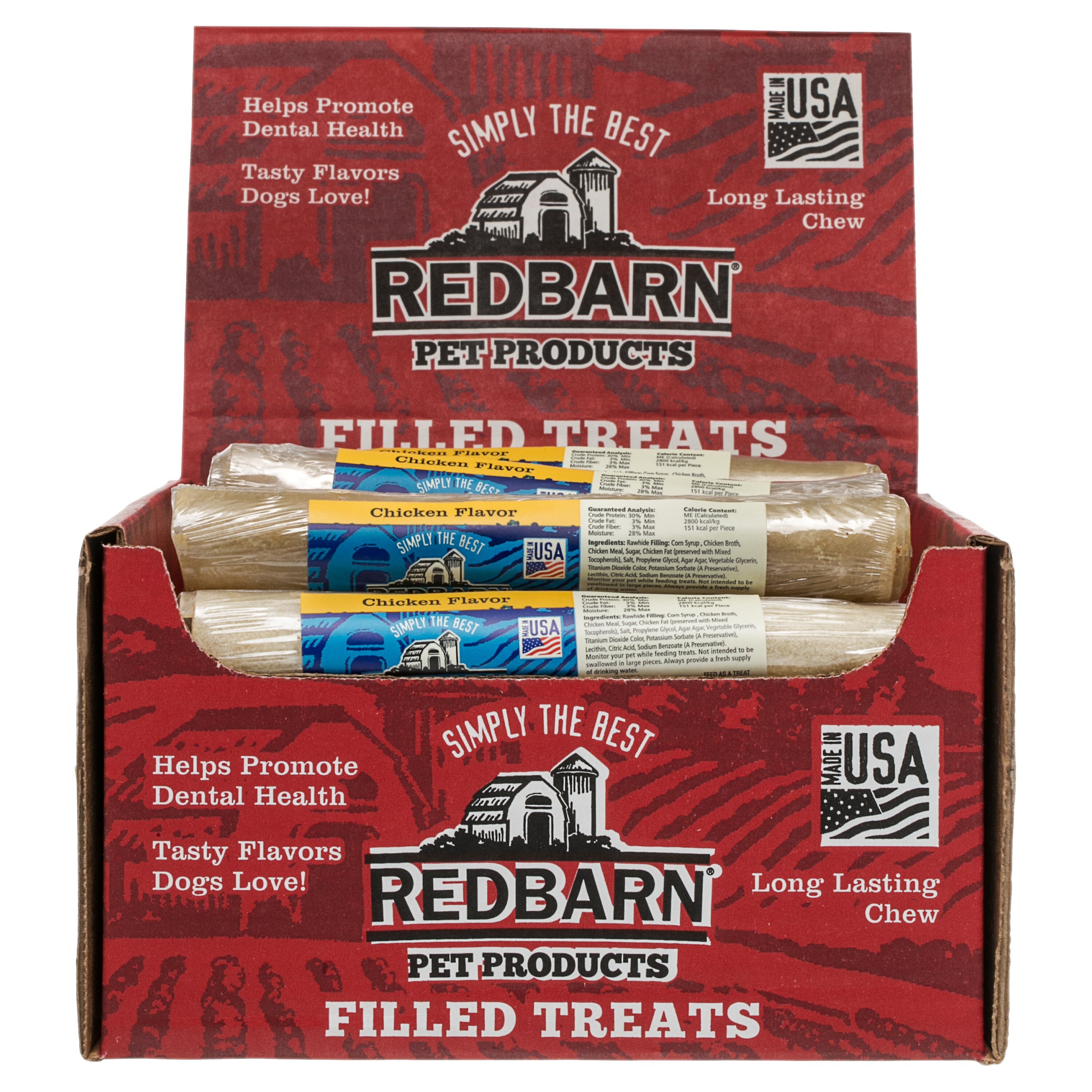 REDBARN Chicken Filled Rolled Rawhide Dog Treats Customer Questions