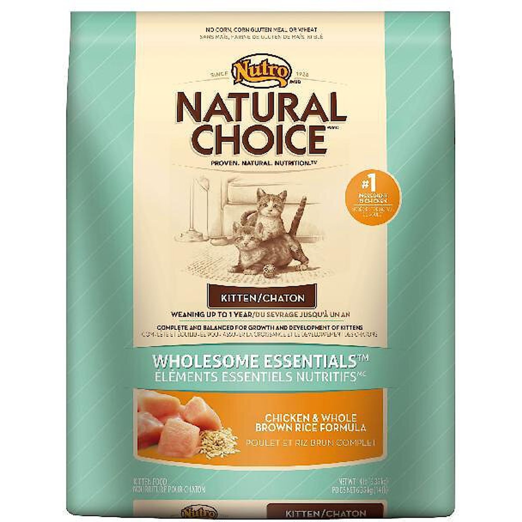 NUTRO Wholesome Essentials Chicken Brown Rice Recipe Kitten Dry Cat Food 3 lb bag Chewy