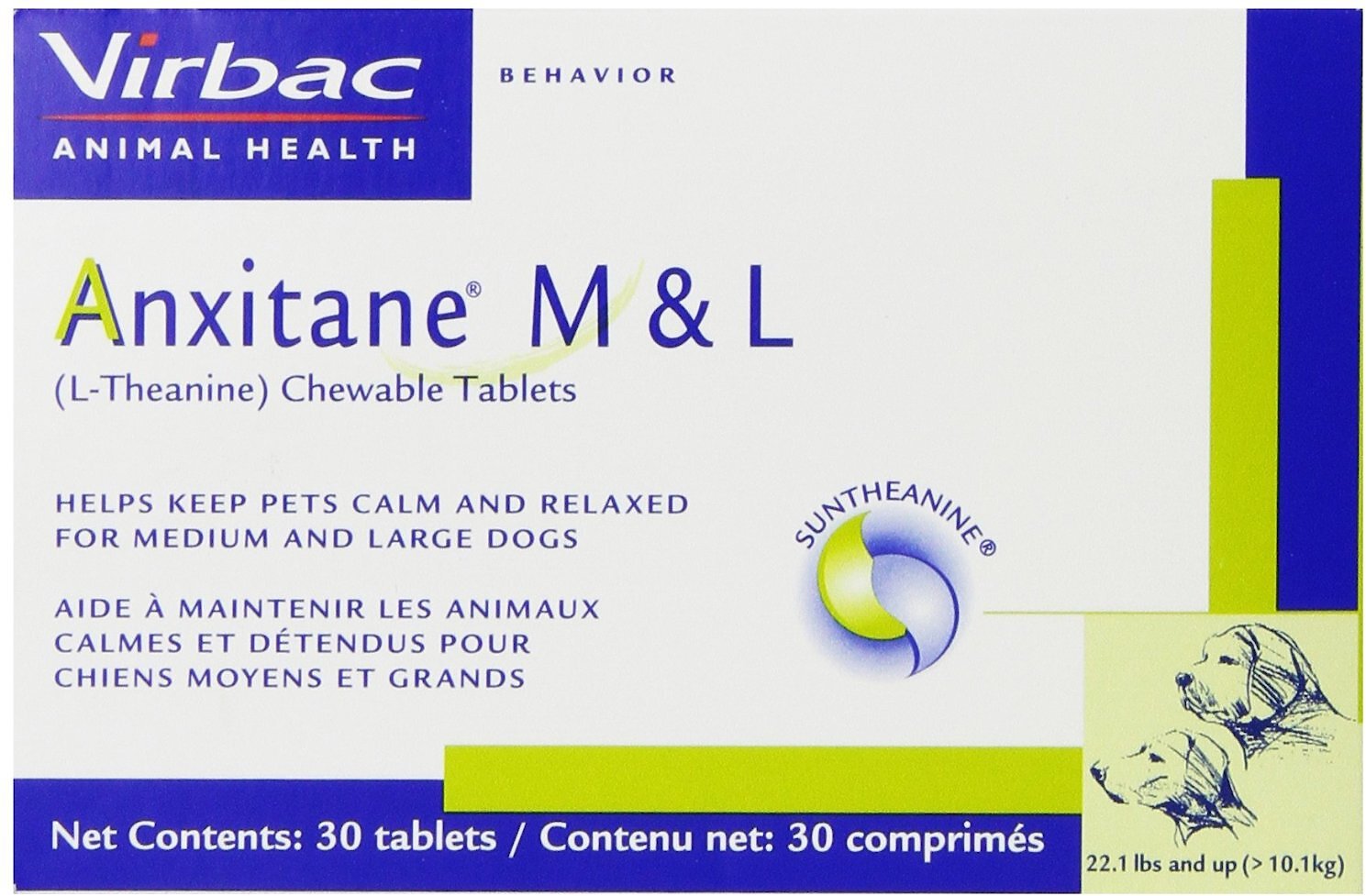Virbac Anxitane (L-Theanine) Medium & Large Chewable Dog Tablets