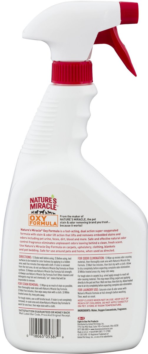 NATURE'S MIRACLE Oxy Pet Stain & Odor Remover Fresh Scent, 32oz bottle