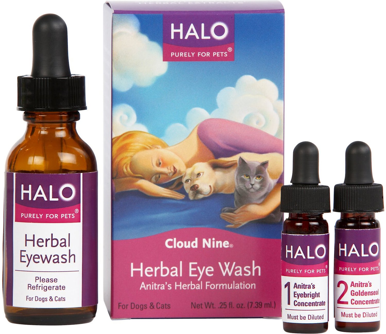 HALO Cloud 9 Herbal Eye Wash Kit for Dogs & Cats