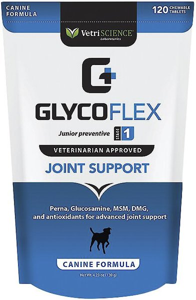 VetriScience GlycoFlex 1 Chicken Liver Flavored Soft Chews Joint Supplement for Dogs, 120 count slide 1 of 7