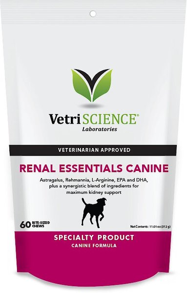 VetriScience Veterinary Strength Kidney Health Chicken Flavored Chews Renal Essentials Pro Kidney Supplement for Dogs & Cats