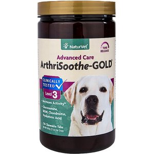 NaturVet Advanced Care ArthriSoothe-GOLD Chewable Tablets Joint Supplement for Cats & Dogs, 120 count