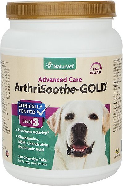 NaturVet Advanced Care ArthriSoothe-GOLD Chewable Tablets Joint Supplement for Cats & Dogs, 240 count slide 1 of 6