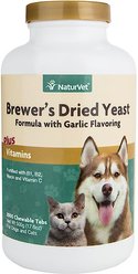 NaturVet Brewer's Dried Yeast with Garlic Chewable Tablets Skin & Coat Supplement for Cats & Dogs, 1,000 count