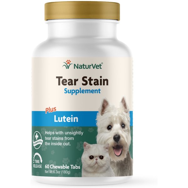 NaturVet Tear Stain Plus Lutein Powder Vision Supplement for Cats & Dogs
