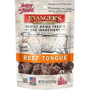 Evanger's Nothing but Natural Beef Tongue Gently Dried Dog & Cat Treats, 4.6-oz bag