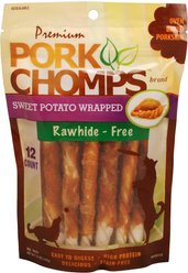 Premium Pork Chomps Sweet Potato Wrapped Twists Dog Treats, Mini, 12 count