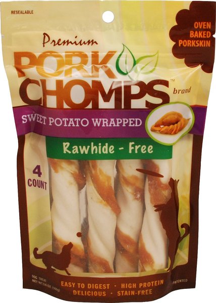 Premium Pork Chomps Sweet Potato Wrapped Twists Dog Treats, Large, 4 count slide 1 of 4