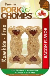 Premium Pork Chomps Bacon Flavor Crunchy Bone Dog Treats, 4-in