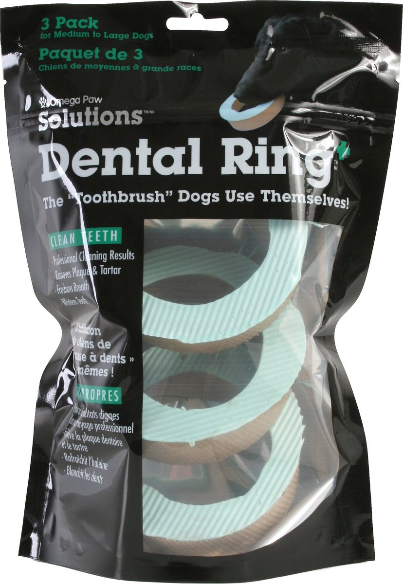 OMEGA PAW Dental Ring Medium Large Dental Dog Treat 3 count