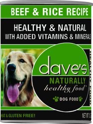 Dave's Pet Food Naturally Healthy Beef & Rice Recipe Canned Dog Food, 13.2-oz, case of 12