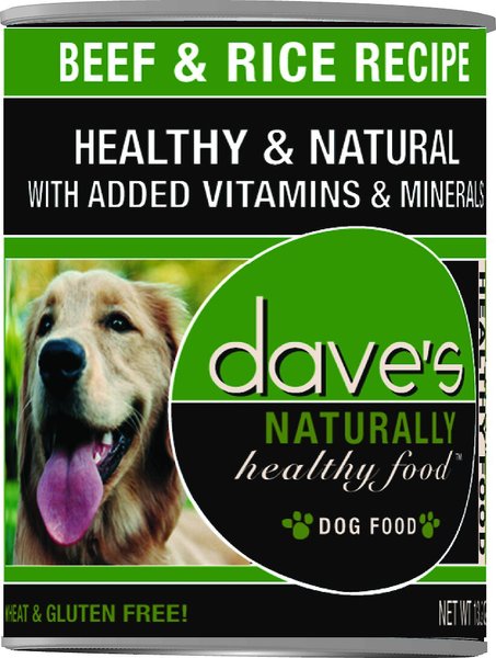 Dave's Pet Food Naturally Healthy Beef & Rice Recipe Canned Dog Food, 13.2-oz, case of 12 slide 1 of 5