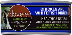 Dave's Pet Food Naturally Healthy Grain-Free Chicken & Whitefish Dinner Canned Cat Food, 5.5-oz, case of 24