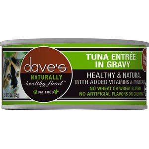 Dave's Pet Food Naturally Healthy Grain-Free Tuna Entree in Gravy Canned Cat Food, 3-oz, case of 24