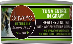 Dave's Pet Food Naturally Healthy Grain-Free Tuna Entree in Gravy Canned Cat Food, 5.5-oz, case of 24