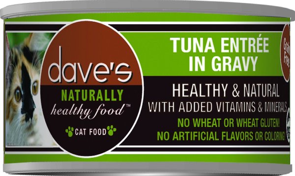 Dave's Pet Food Naturally Healthy Grain-Free Tuna Entree in Gravy Canned Cat Food, 5.5-oz, case of 24 slide 1 of 5