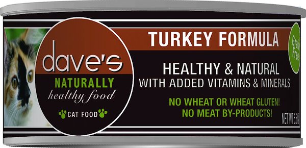 Dave's Pet Food Naturally Healthy Grain-Free Turkey Formula Canned Cat Food, 5.5-oz, case of 24 slide 1 of 5