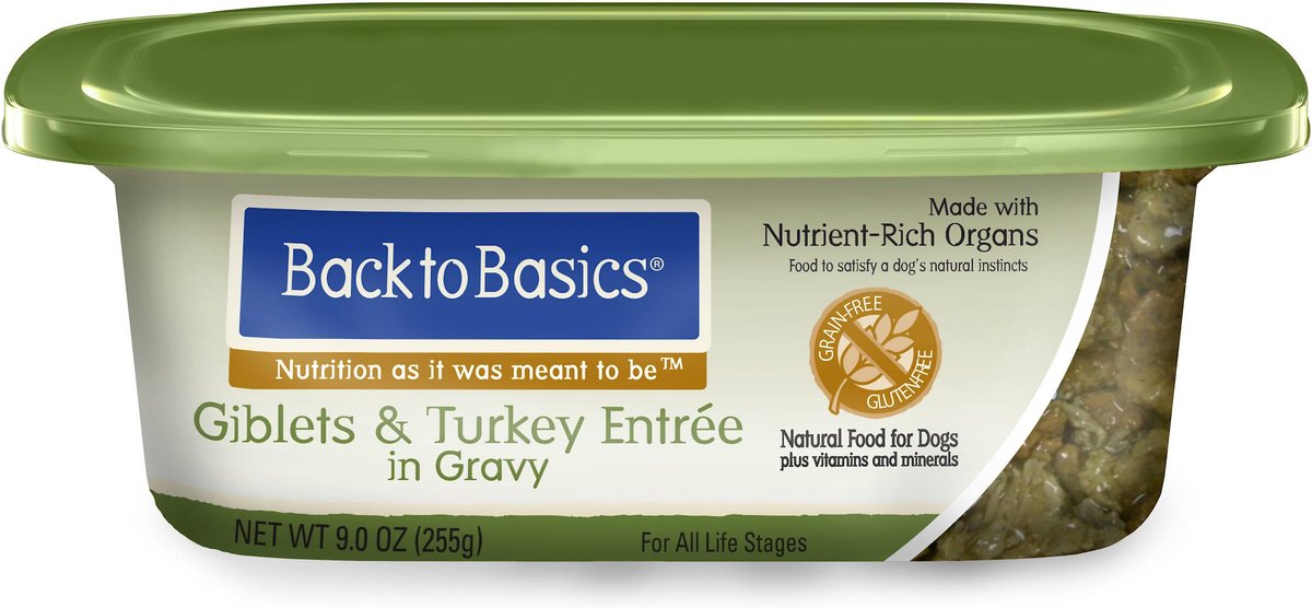 BACK TO BASICS Giblets & Turkey Entree in Gravy Wet Food for Dogs, 9oz tubs, case of 8