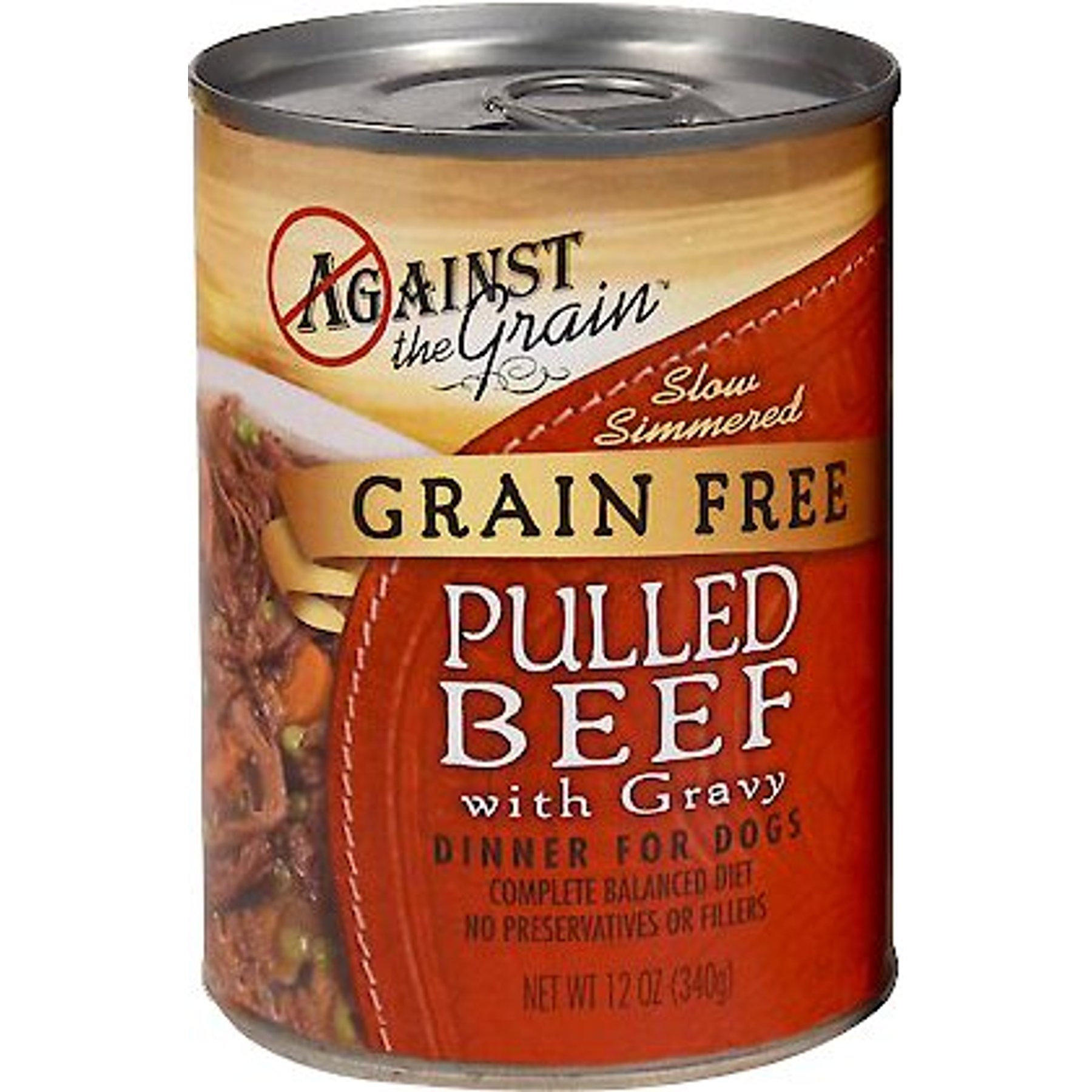 Against the Grain Hand Pulled Beef with Gravy Dinner Grain-Free Canned Dog Food, 12-oz, case of 12