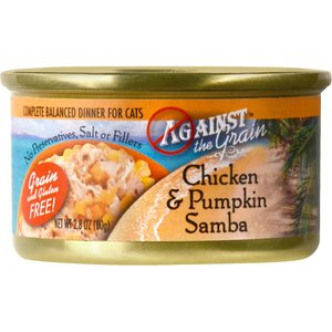 Against the Grain Chicken & Pumpkin Samba Dinner Grain-Free Canned Cat Food, 2.8-oz, case of 24