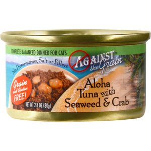 Against the Grain Aloha Tuna with Seaweed & Crab Dinner Grain-Free Canned Cat Food, 2.8-oz, case of 24