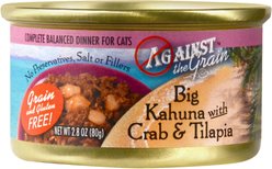 Against the Grain Big Kahuna with Crab & Tilapia Dinner Grain-Free Canned Cat Food, 2.8-oz, case of 24