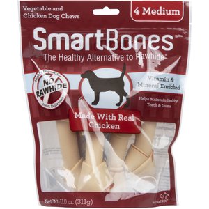 SmartBones Medium Chicken Chew Bones Dog Treats, 4 pack