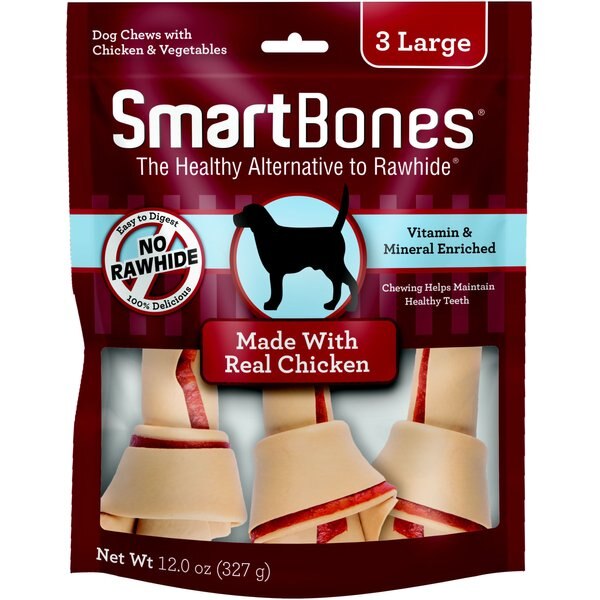 SMARTBONES Large Peanut Butter Chew Bones Dog Treats, 3 count