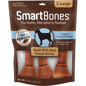 SmartBones Large Peanut Butter Chew Bones Dog Treats, 3 pack