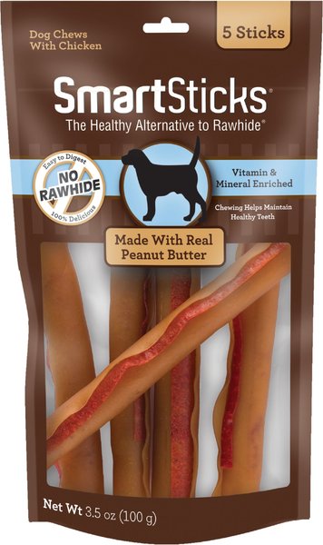 SmartBones SmartSticks Peanut Butter Chews Dog Treats, 5 count slide 1 of 6