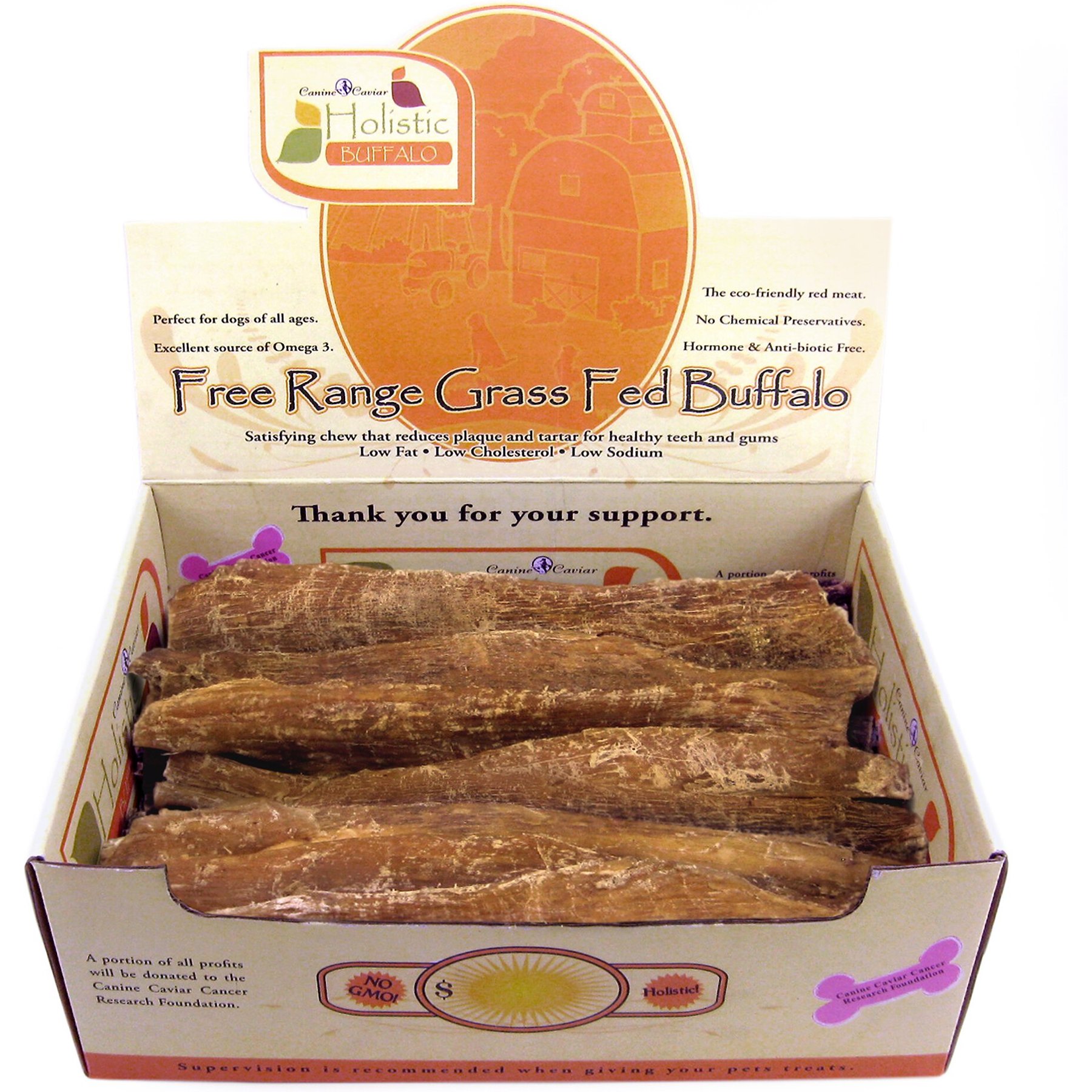 Canine Caviar Buffalo Paddywacks 12" Dog Treats, case of 35