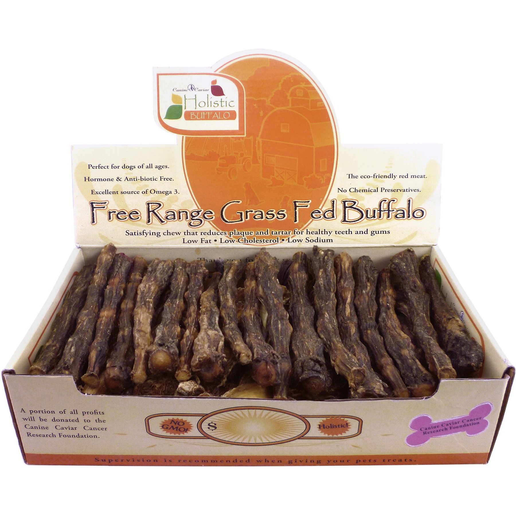 Canine Caviar Buffalo California Rolls 6" Dog Treats, case of 50