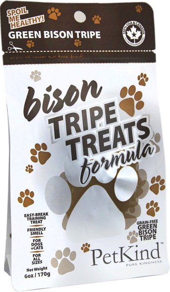 PetKind Green Bison Tripe Formula Grain-Free Dog & Cat Treats, 6-oz bag slide 1 of 7