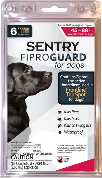 Sentry FiproGuard Flea & Tick Spot Treatment for Dogs, 45-88 lbs, 6 Doses (6-mos. supply) slide 1 of 6