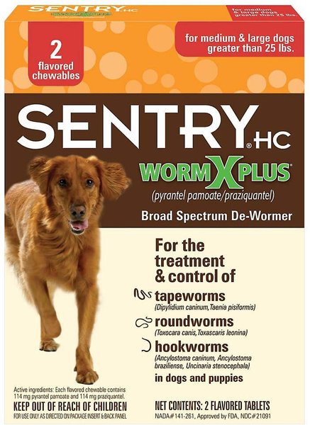 Sentry HC WormX Plus 7 Way Dewormer for Hookworms, Roundworm & Tapeworms for Medium & Large Breed Dogs, 2 count slide 1 of 1