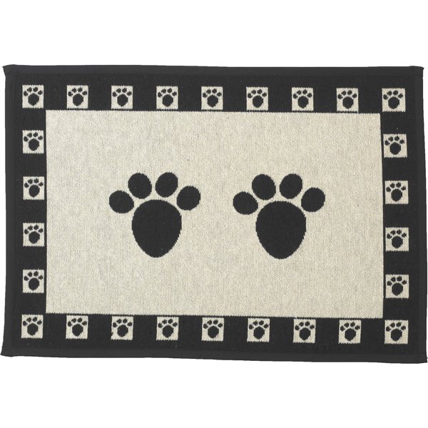 Woof Dog Food and Water Bowl Mat Carpet Placemat for Pet Dishes Machine Washable 19 inchx13 inch, Size: 19x13 Dog Food Mat, Gray